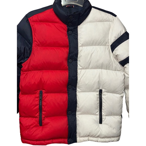 Tommy Hilfiger Kids Down/Feathers Puffer Jacket Red White Blue Sz M Preppy Retro - Picture 9 of 11
